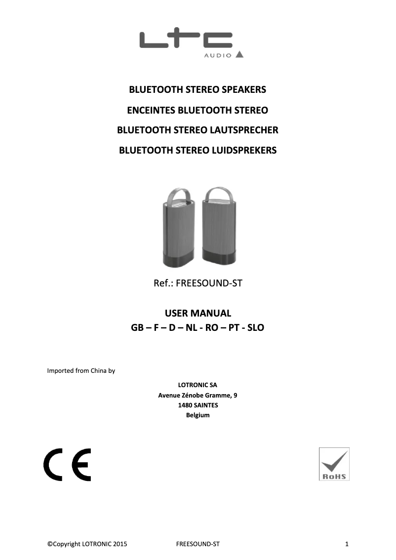 Page n°1 - Manuel utilisateur Lotronic FREESOUND ST