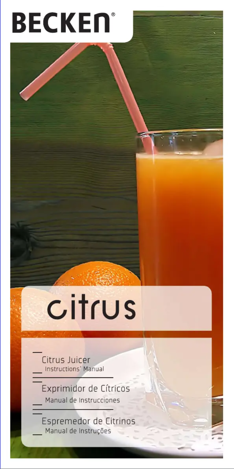 Page n°1 - Manuel utilisateur Becken Citrus