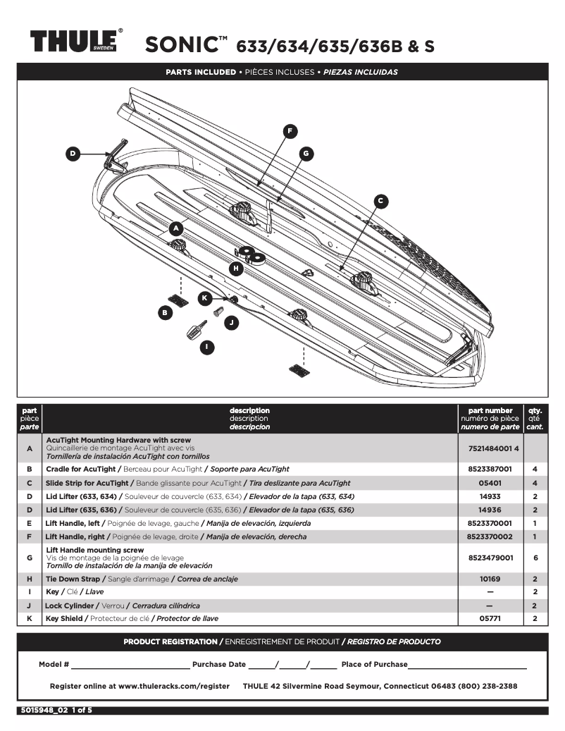 Page n°1 - Manuel utilisateur Thule Sonic M