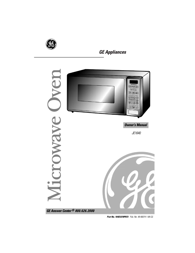 Page 1 de la notice Manuel d'utilisation et d'entretien GE JE1640WB