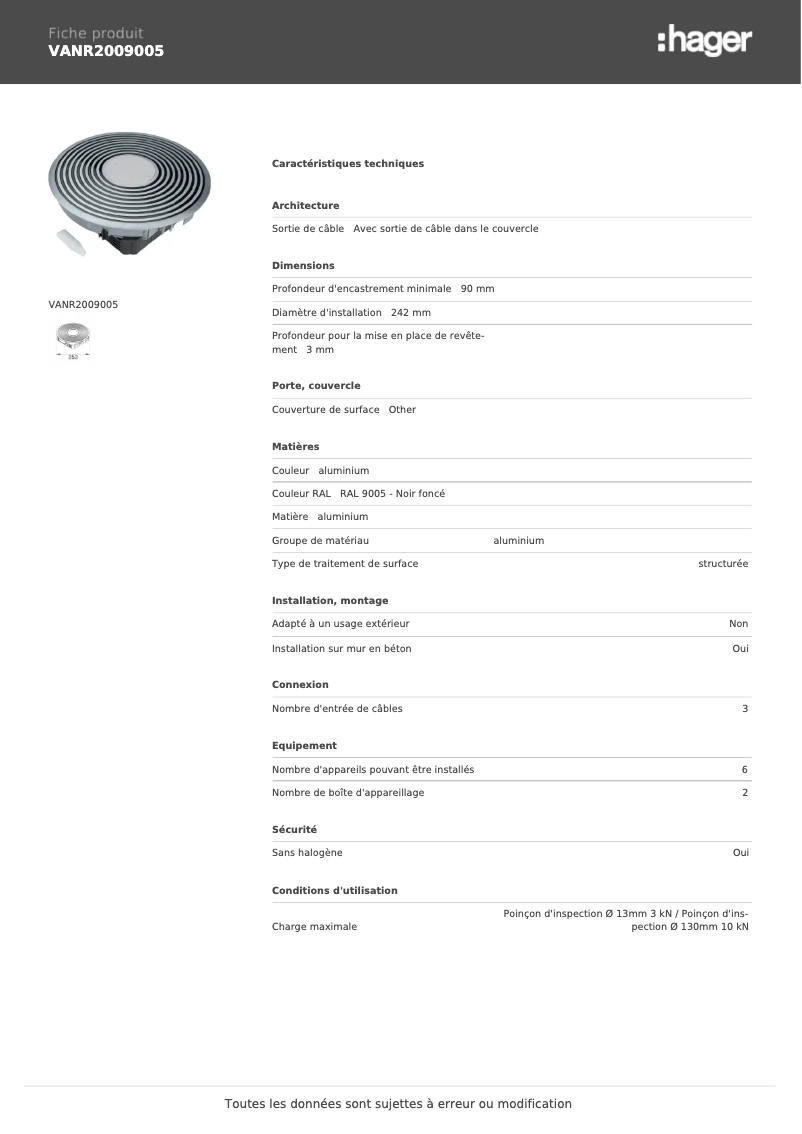 Image de la première page du manuel de l'appareil VANR2009005