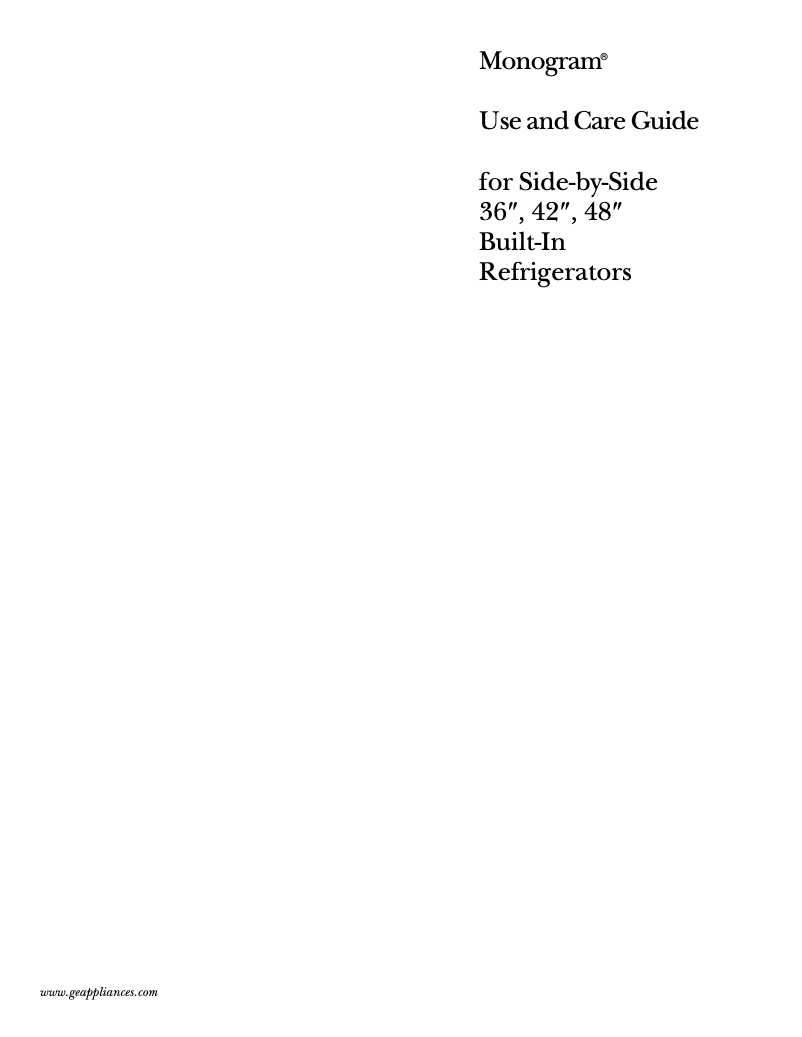 Page n°1 - Manuel d'utilisation et d'entretien GE ZISS48DYSS