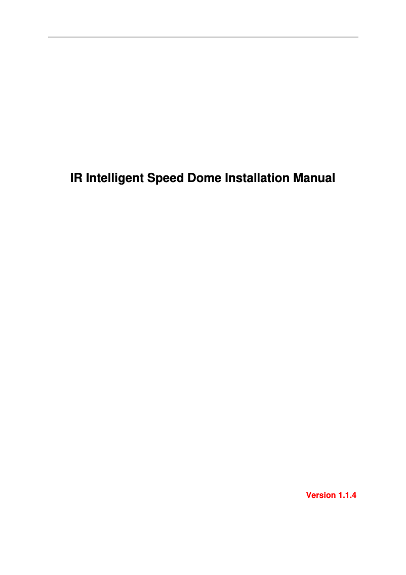 Page 1 de la notice Manuel utilisateur Dahua Technology DH-SD6C230TN-HN