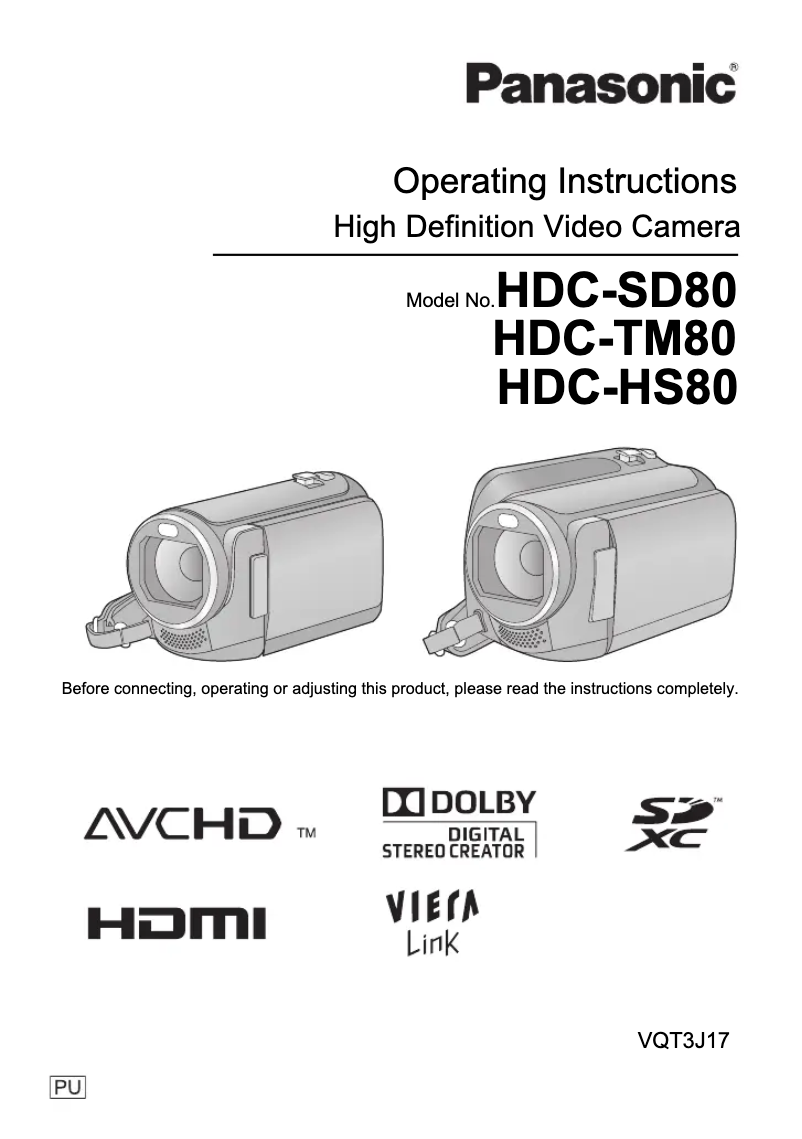 Image de la première page du manuel de l'appareil HDC-HS80K