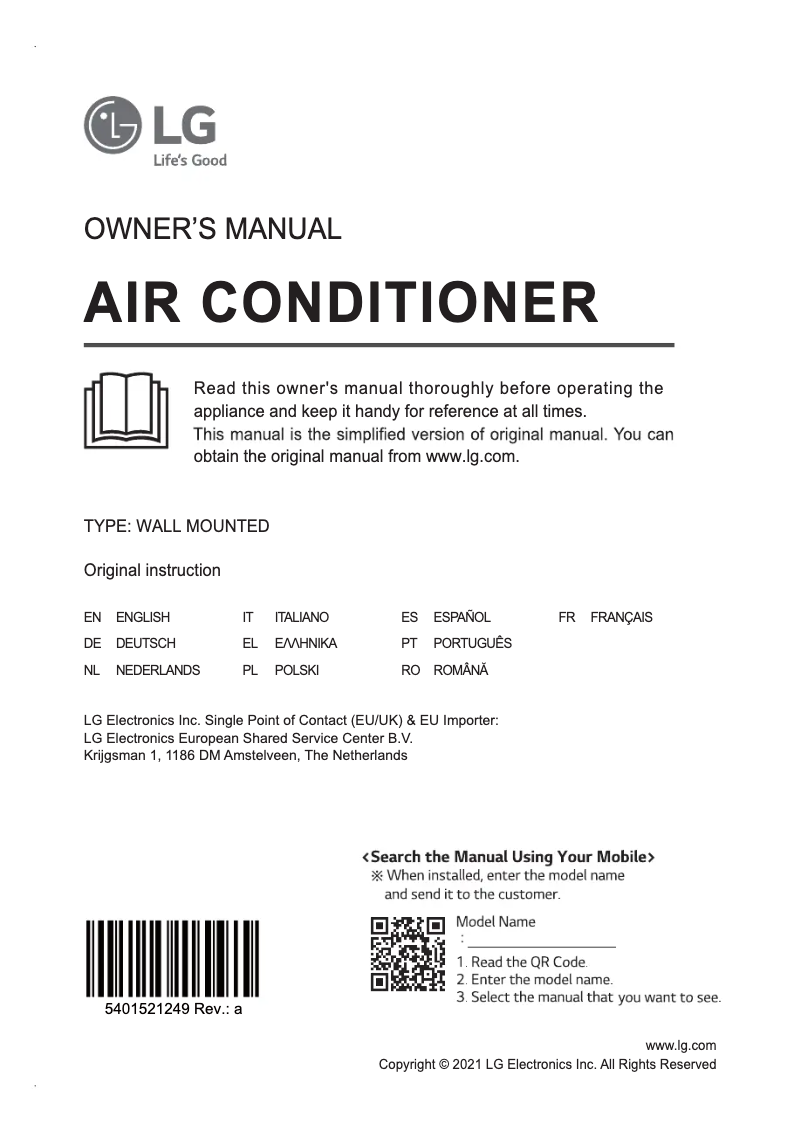 Image de la première page du manuel de l'appareil AC18BK