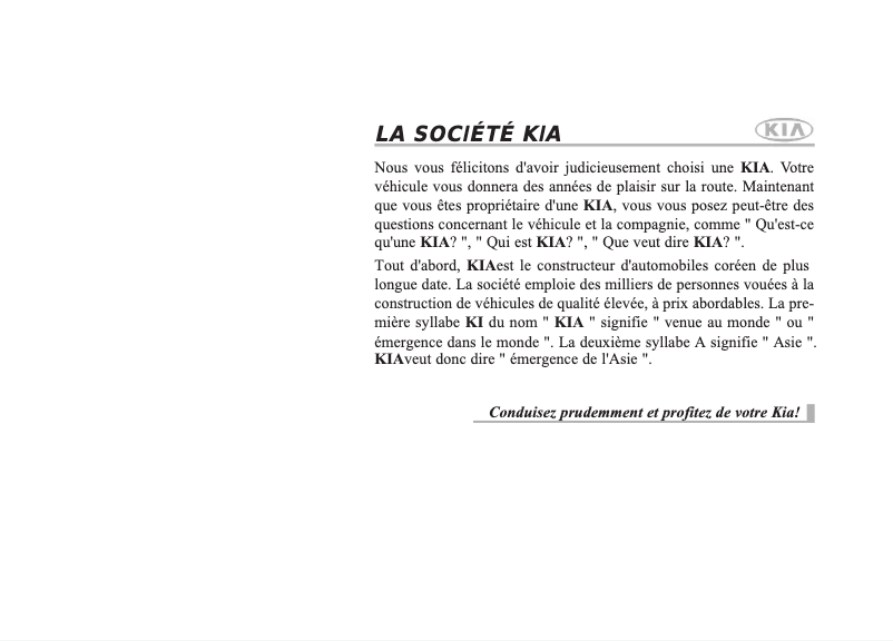 Page 1 de la notice Manuel utilisateur Kia Rondo (2011)