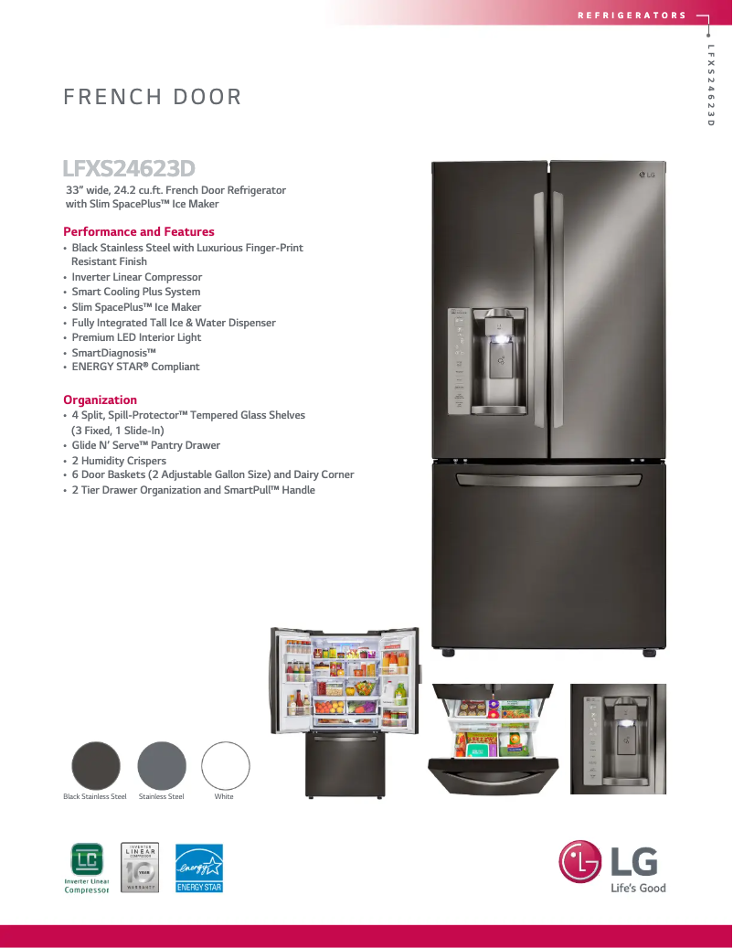 Página 1 del manual Ficha técnica LG LFXS24623D