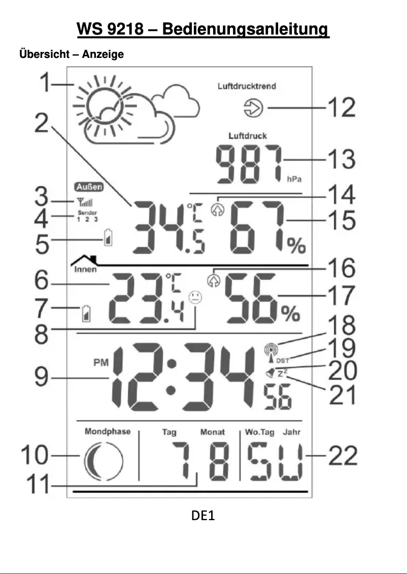 Image de la première page du manuel de l'appareil WS 9218