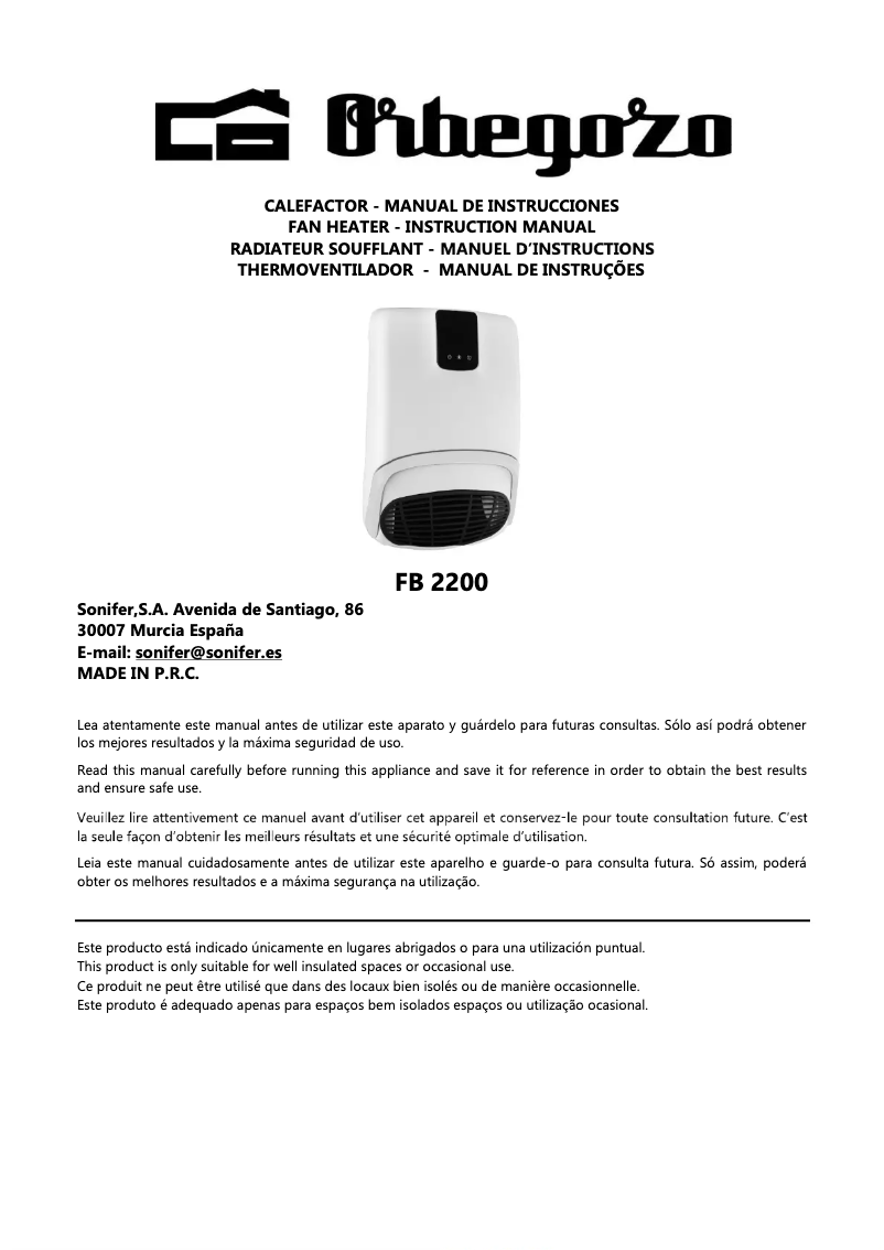 Image de la première page du manuel de l'appareil FB 2200