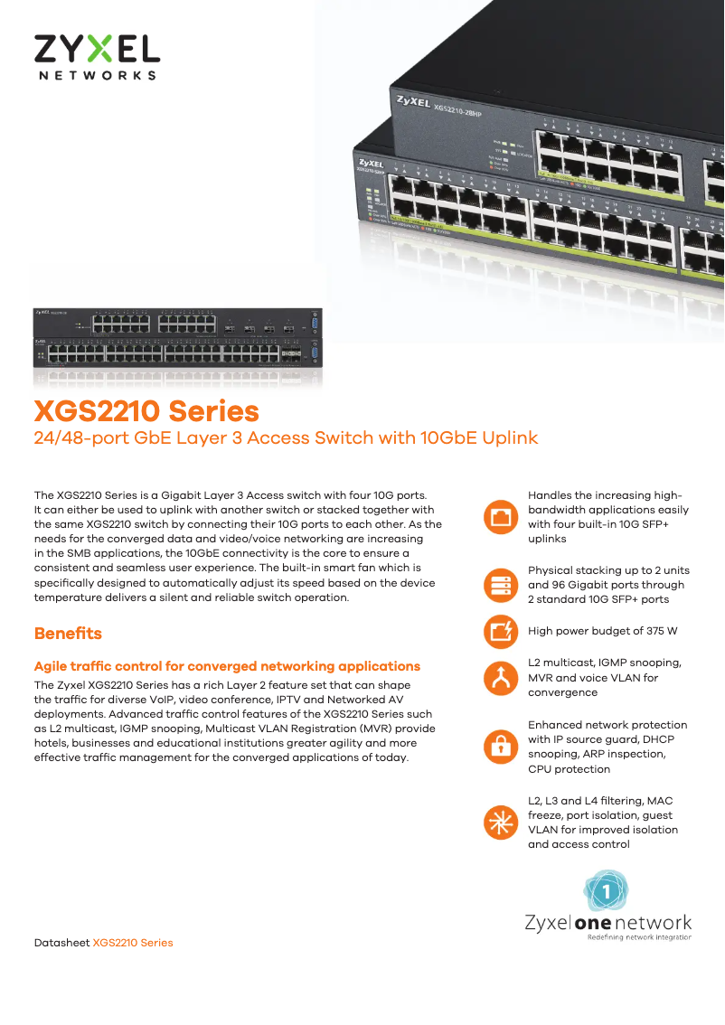 Image de la première page du manuel de l'appareil XGS2210 Series