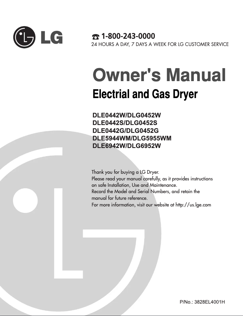 Page 1 de la notice Manuel utilisateur LG DLE0442G