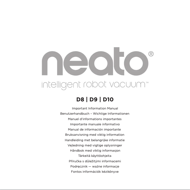 Page n°1 - Manuel utilisateur Neato Robotics D9