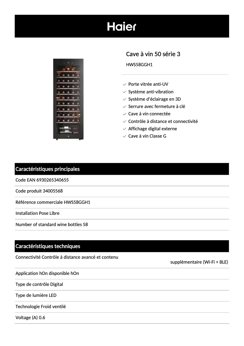 Imagen de la primera página del manual del dispositivo HWS58GGH1