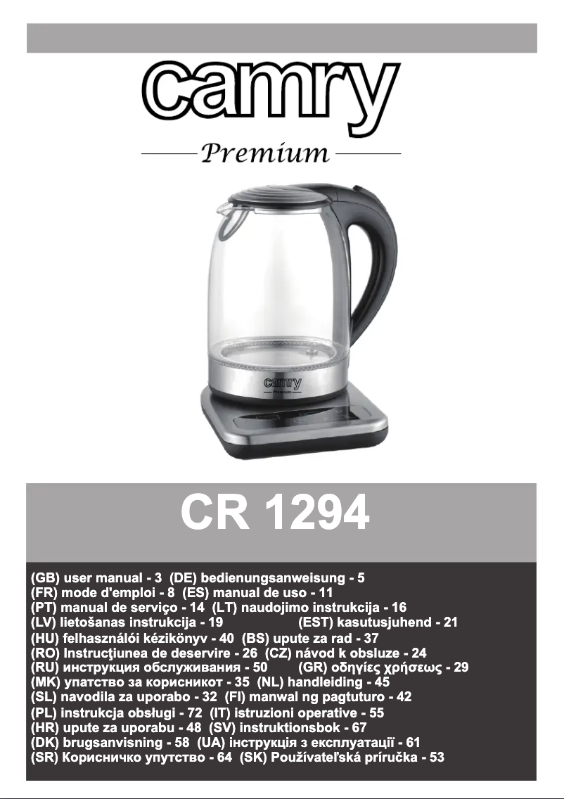 Page n°1 - Manuel utilisateur Camry CR 1294