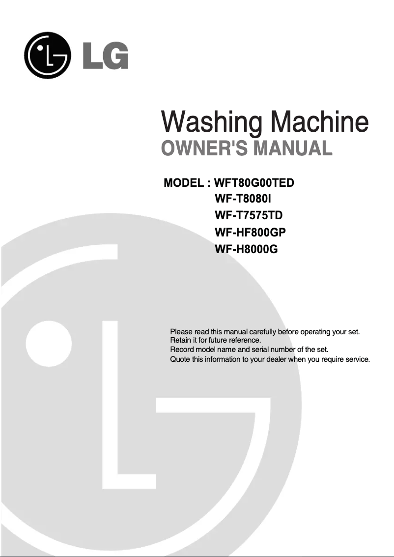 Page n°1 - Manuel utilisateur LG WF-HF800GP