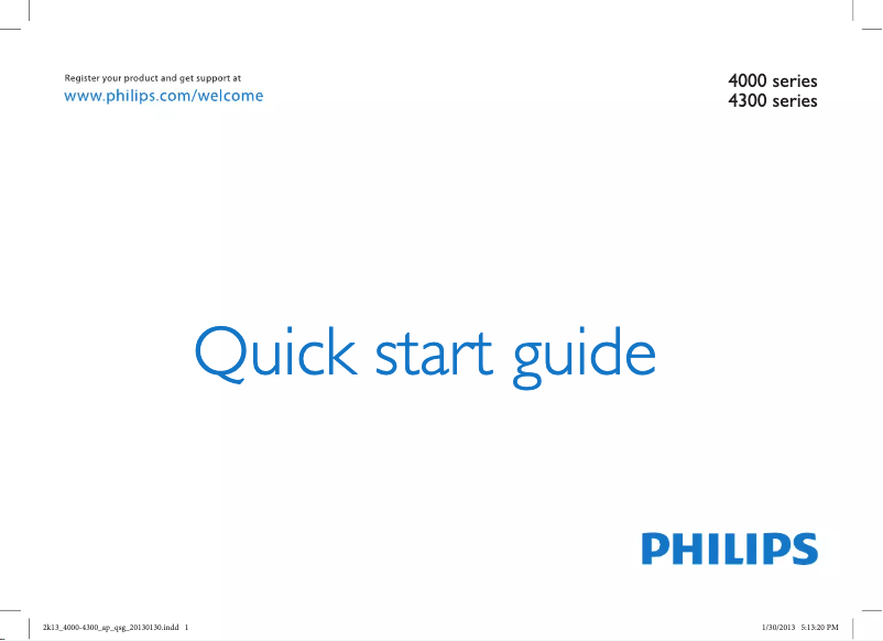 Page 1 of the manual Quick Start Guide Philips PFL4008