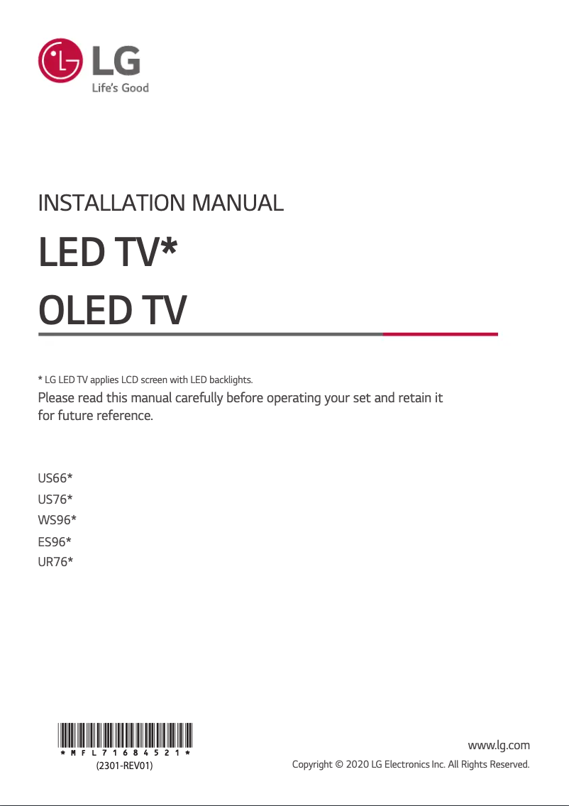 Page 1 de la notice Manuel utilisateur LG 50US662H3ZC