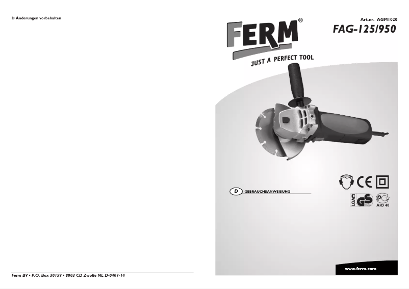 Image de la première page du manuel de l'appareil AGM1020