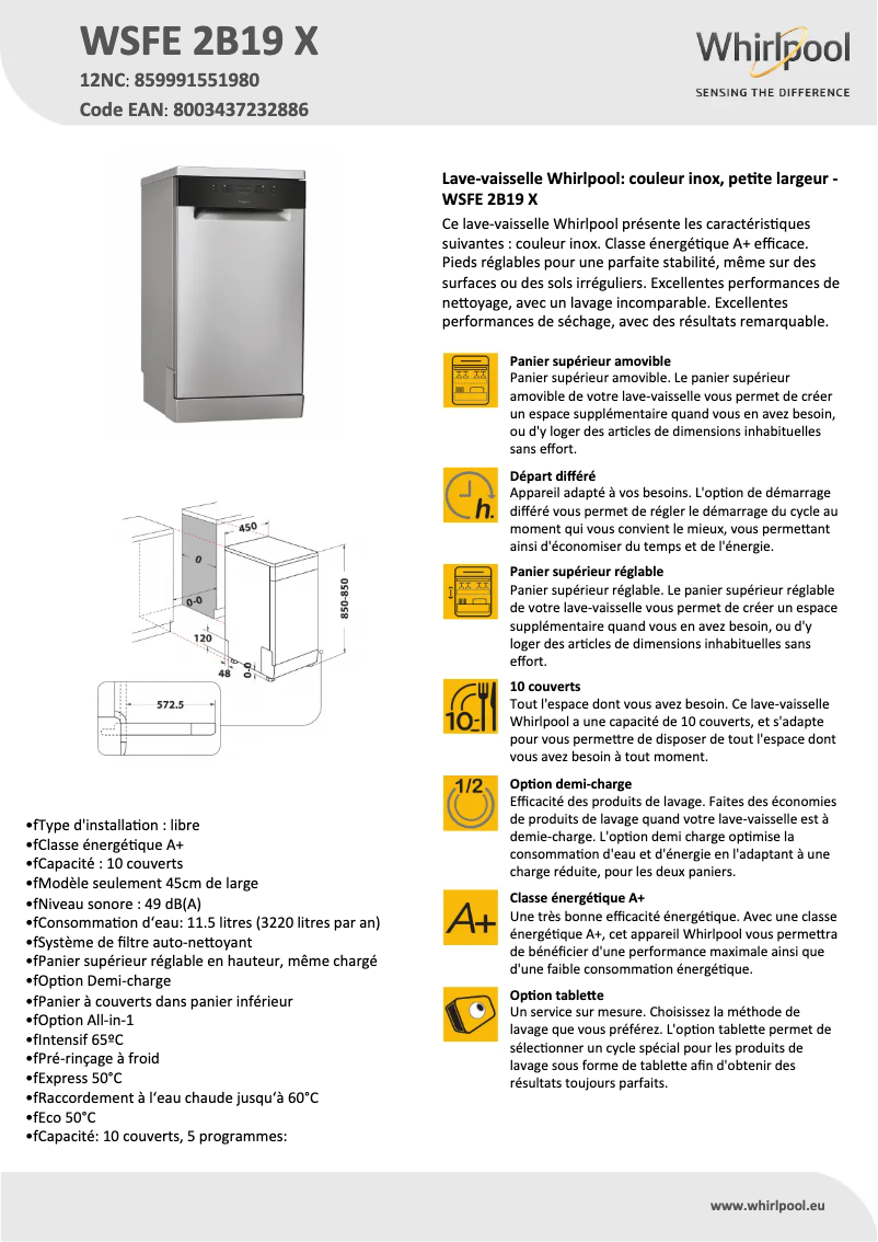 Image de la première page du manuel de l'appareil WSFE 2B19