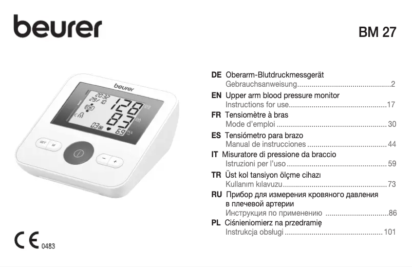 Page 1 de la notice Manuel utilisateur Beurer BM 27