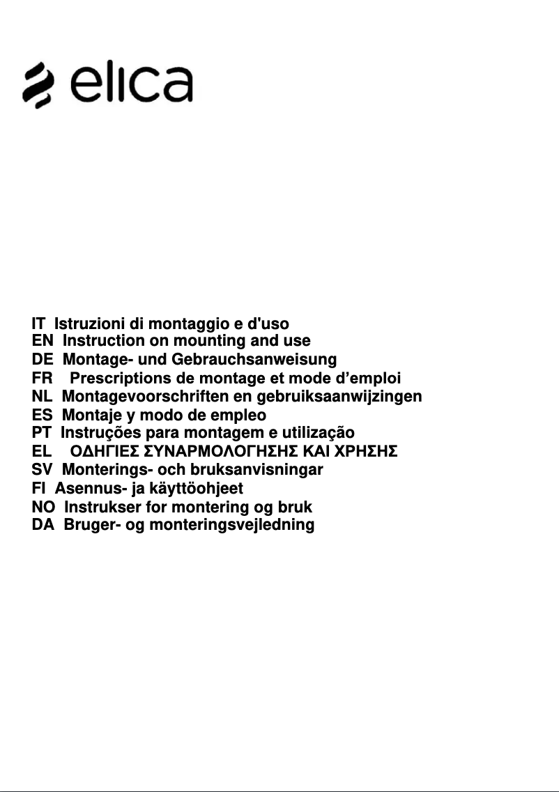 Page n°1 - Manuel utilisateur Elica CLOUD SEVEN PRF0142094A