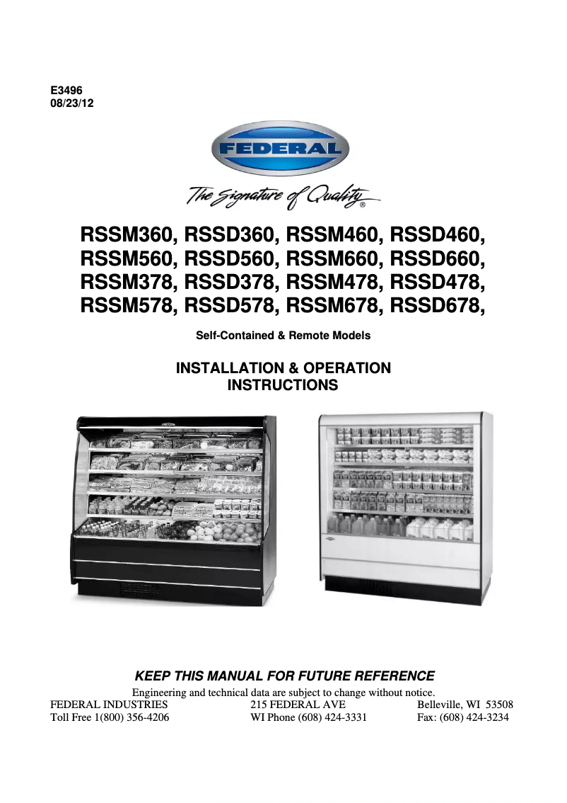 Page 1 de la notice Manuel utilisateur Federal RSSD-360SC