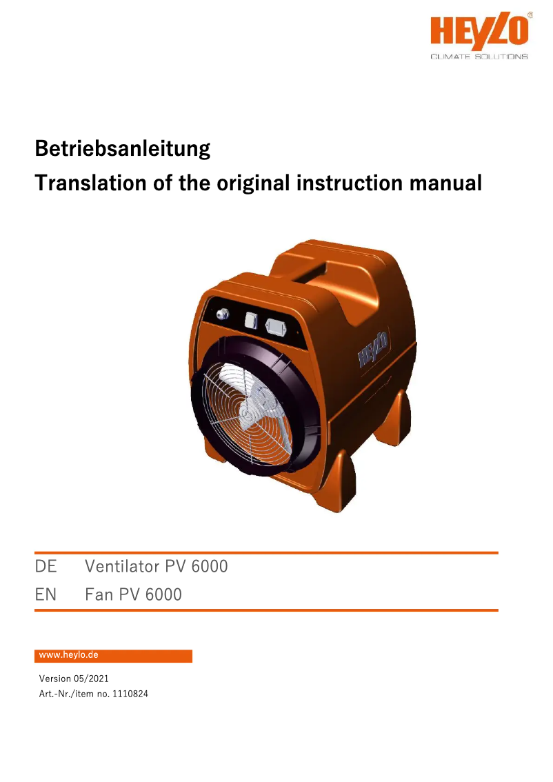 Page n°1 - Manuel utilisateur Heylo PowerVent 6000