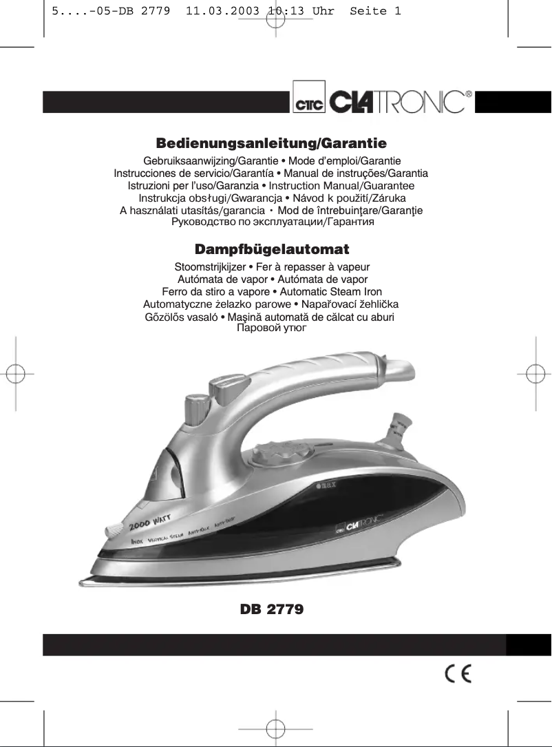 Page 1 de la notice Manuel utilisateur Clatronic DB 2779