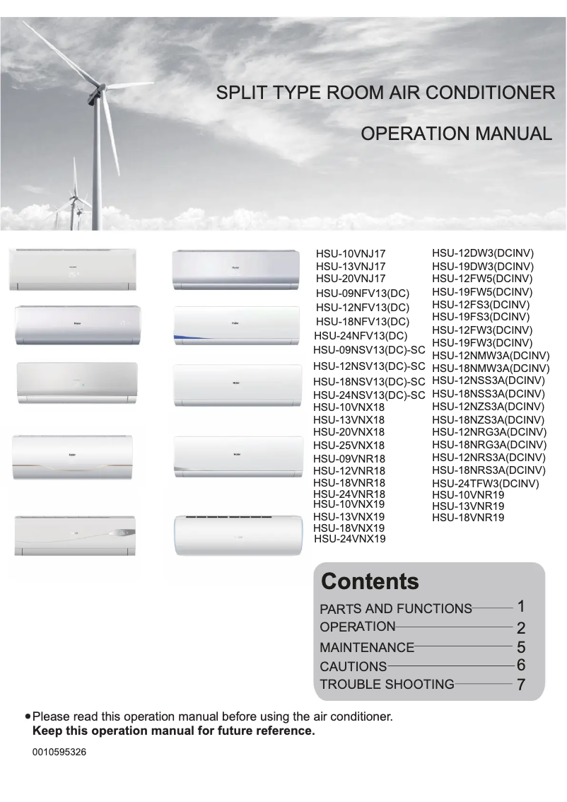 Page 1 de la notice Manuel utilisateur Haier HSU-12VNR18