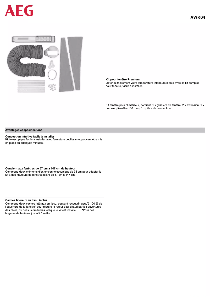 Página 1 del manual Ficha técnica AEG AWK04