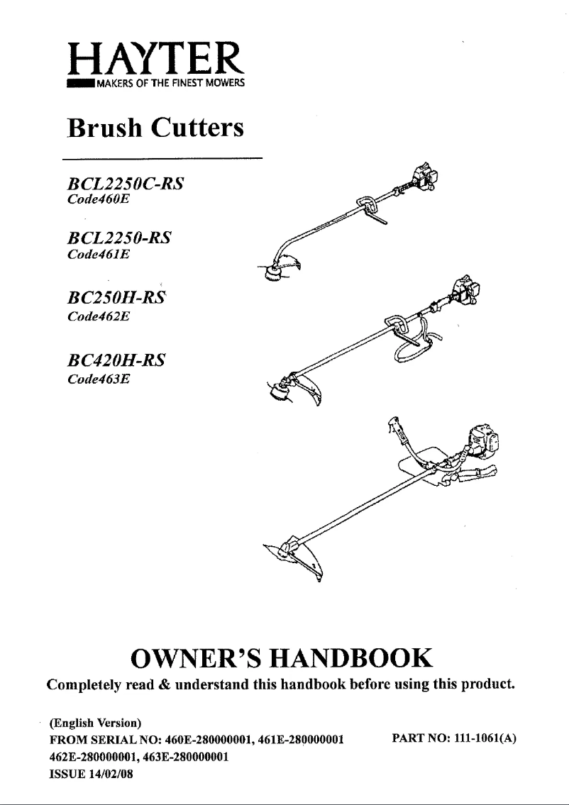 Page 1 de la notice Manuel utilisateur Hayter BCL2250C-RS
