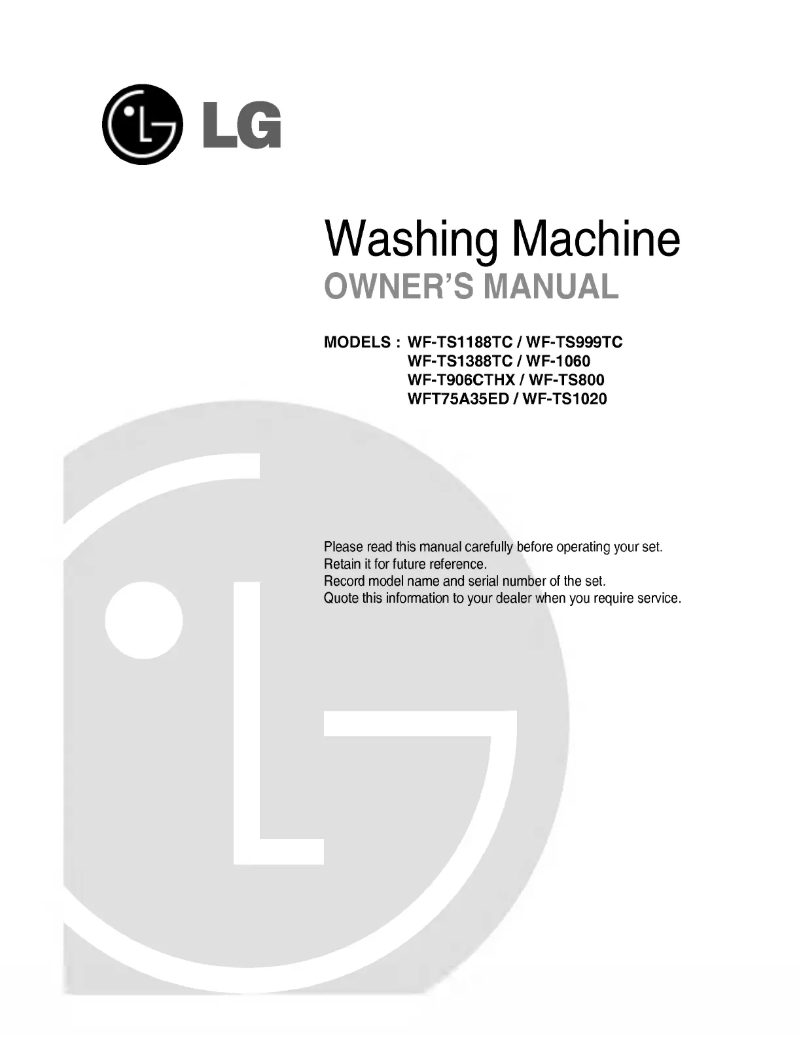 Page n°1 - Manuel utilisateur LG WFT70A35ECT