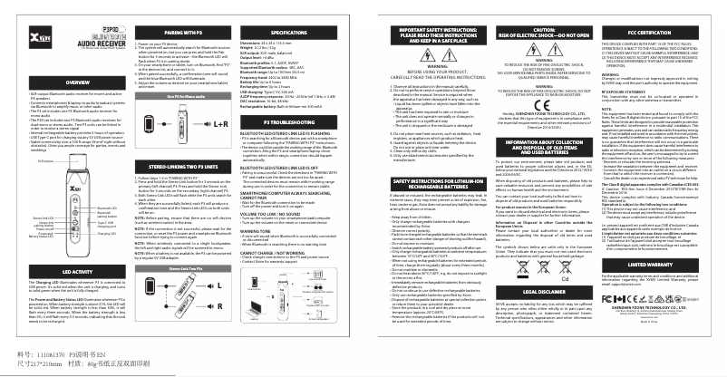 Page n°1 - Manuel utilisateur Xvive P3