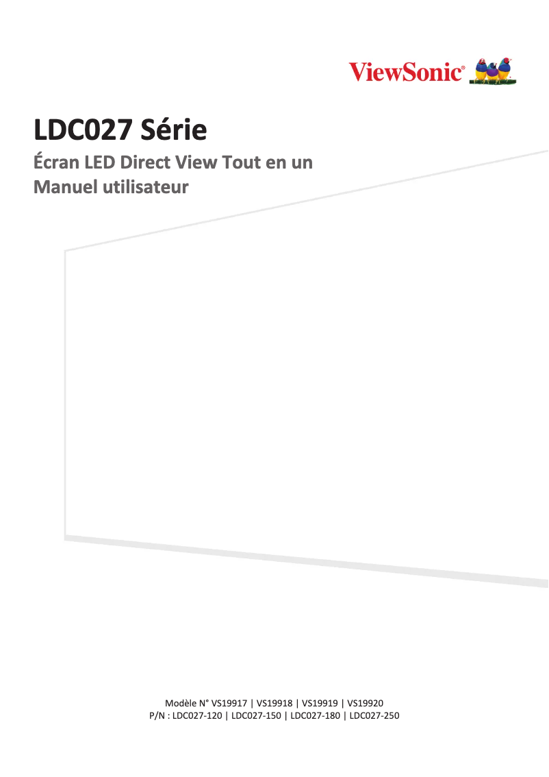 Page n°1 - Manuel utilisateur Viewsonic LDC027-250