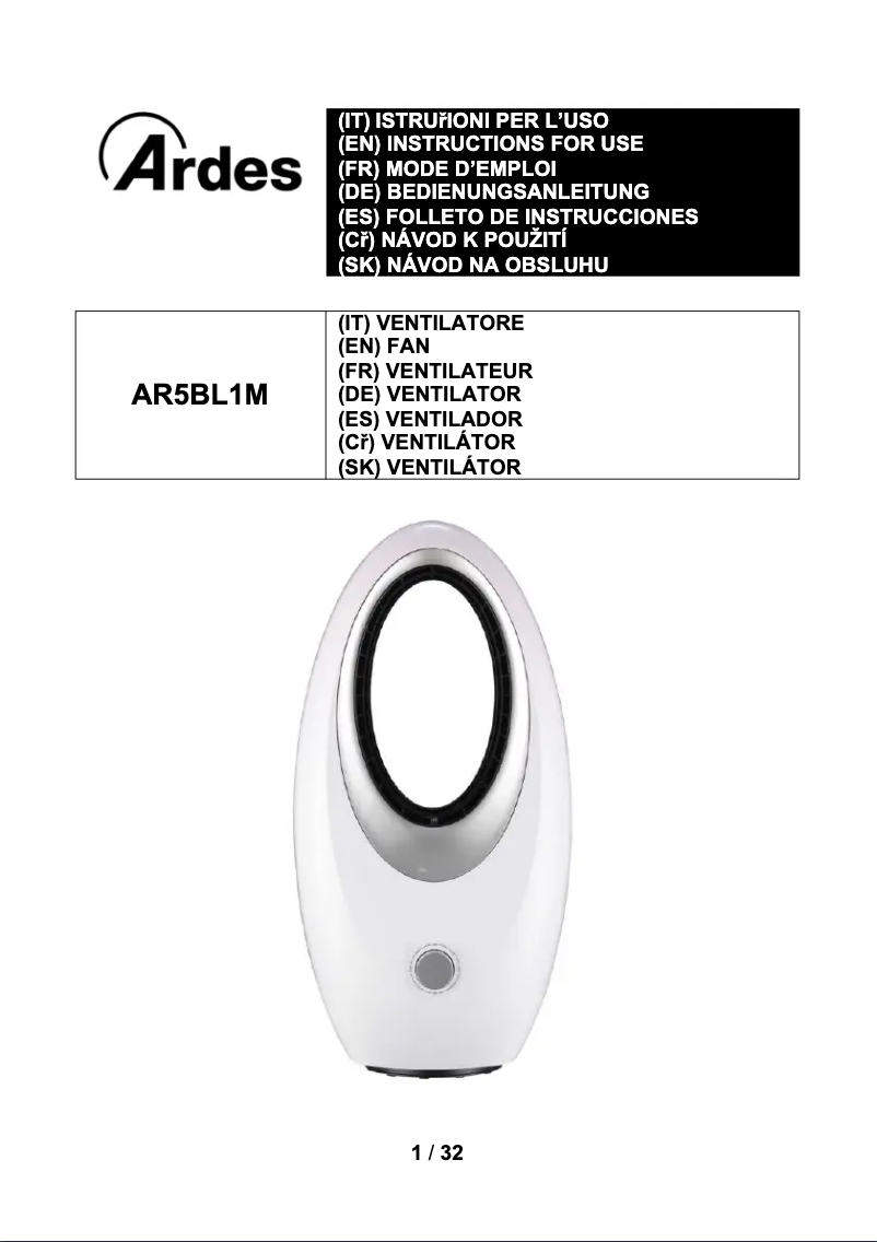 Page 1 de la notice Manuel utilisateur Ardes AR5BL1M