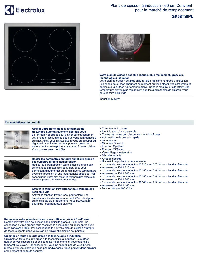 Page n°1 - Fiche technique Electrolux GK58TSIPL