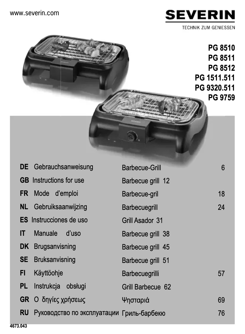 Página 1 del manual Manual de usuario Severin PG 8512