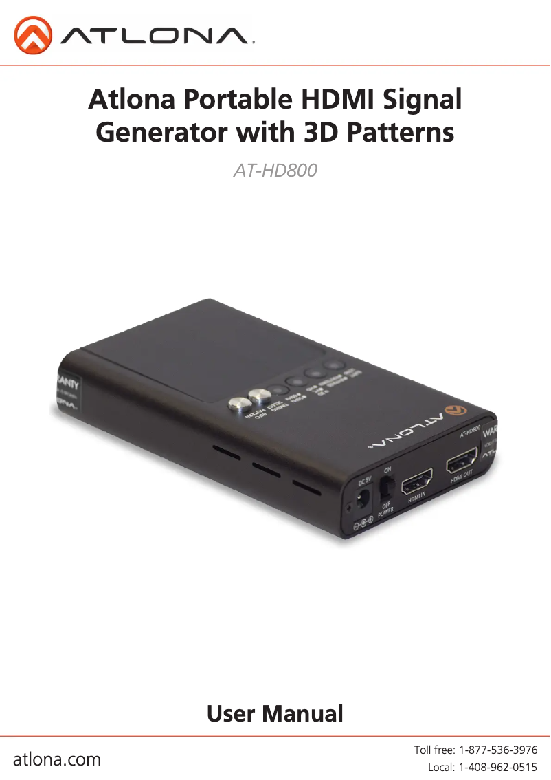 Image de la première page du manuel de l'appareil AT-HD800