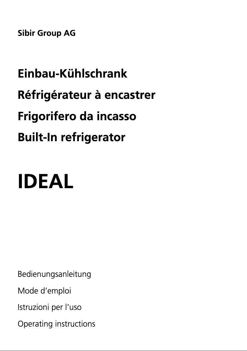 Page 1 de la notice Manuel utilisateur SIBIR Ideal eco Swiss