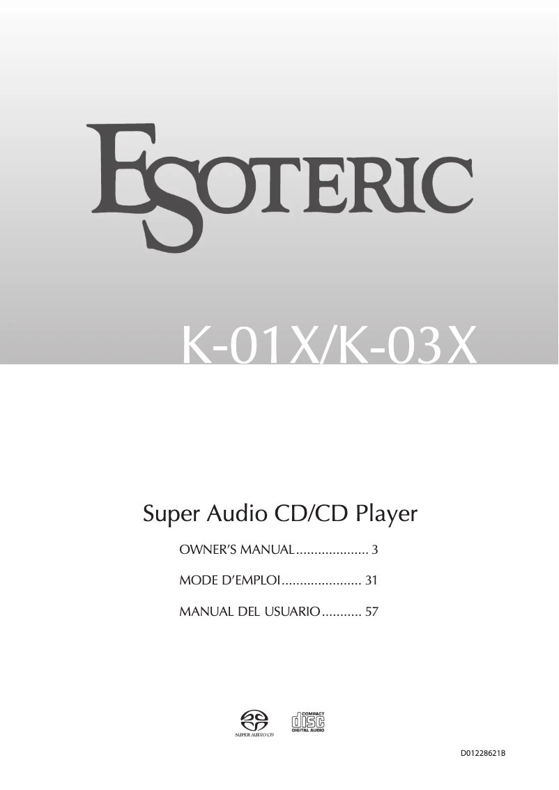 Page n°1 - Manuel utilisateur Esoteric K-03X
