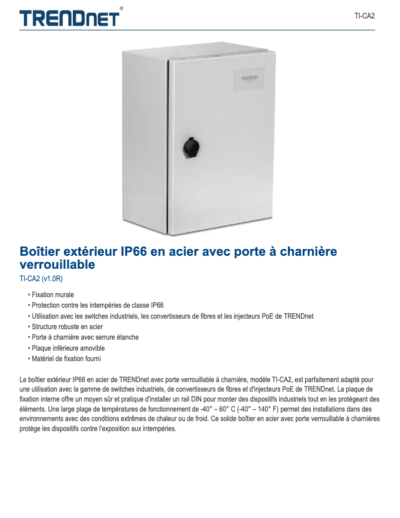 Page n°1 - Manuel utilisateur TRENDnet TI-CA2