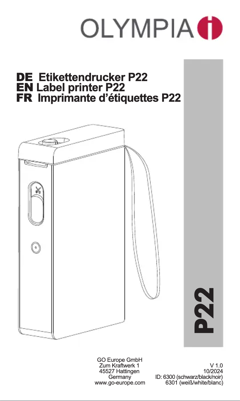 Page 1 de la notice Manuel utilisateur Olympia P22