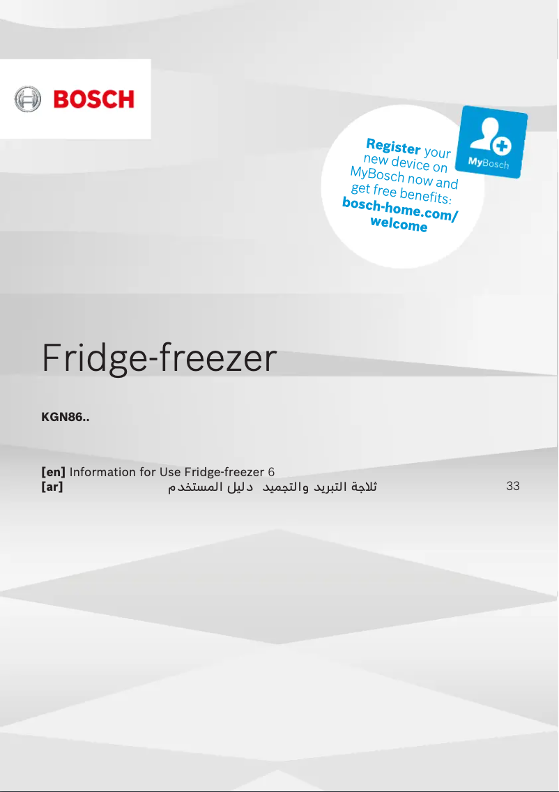 Page n°1 - Manuel utilisateur Bosch KGN86CI30Z