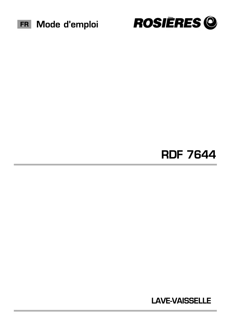 Image de la première page du manuel de l'appareil RDF 7644