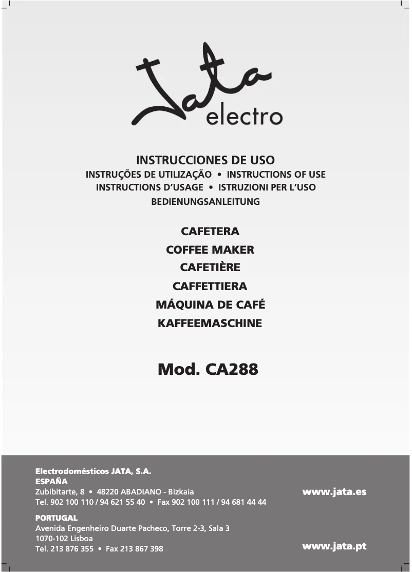 Page 1 de la notice Manuel utilisateur Jata CA288