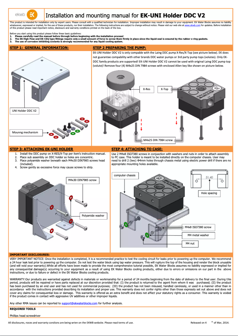 Page n°1 - Manuel utilisateur EK Water Blocks EK-UNI