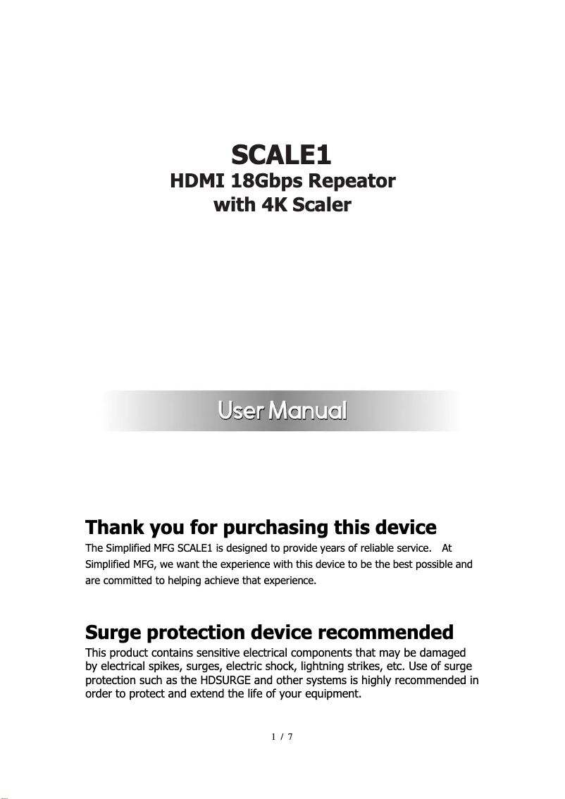 Image de la première page du manuel de l'appareil SCALE1