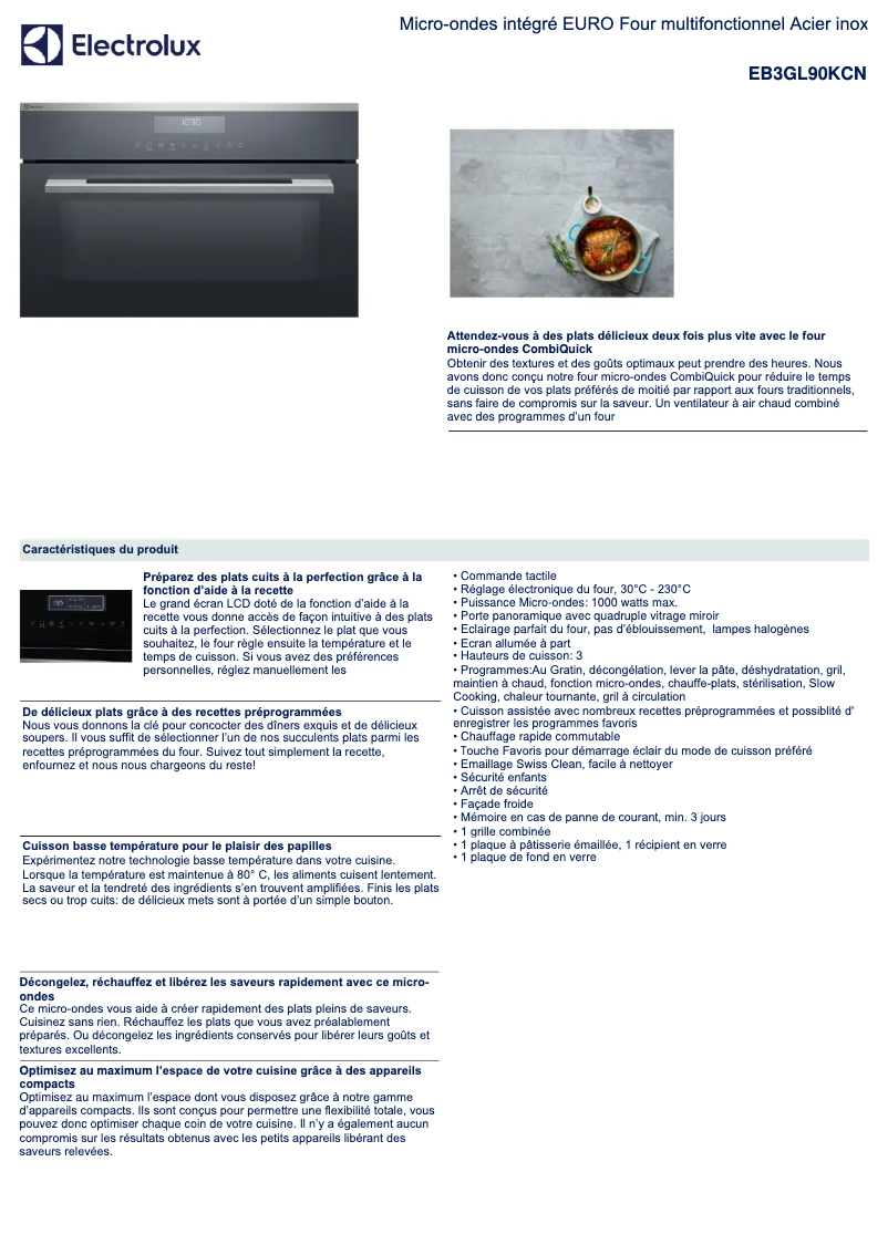 Image de la première page du manuel de l'appareil EB3GL90KCN