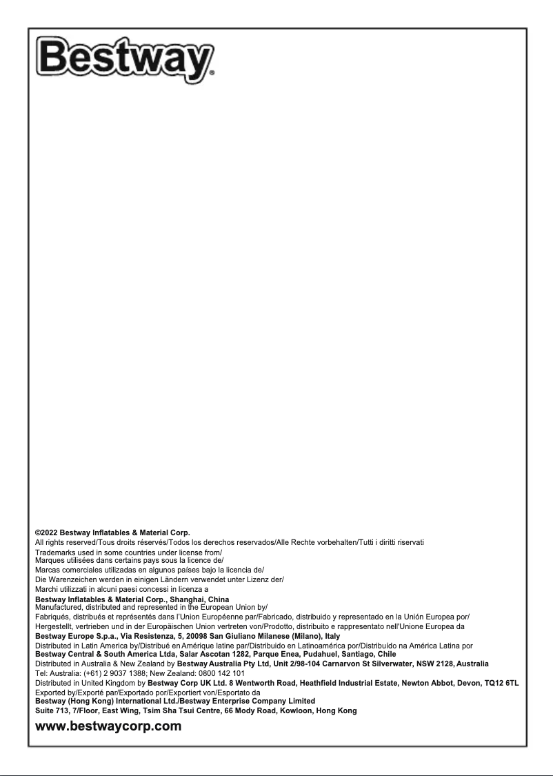 Page n°1 - Manuel utilisateur Bestway 32096