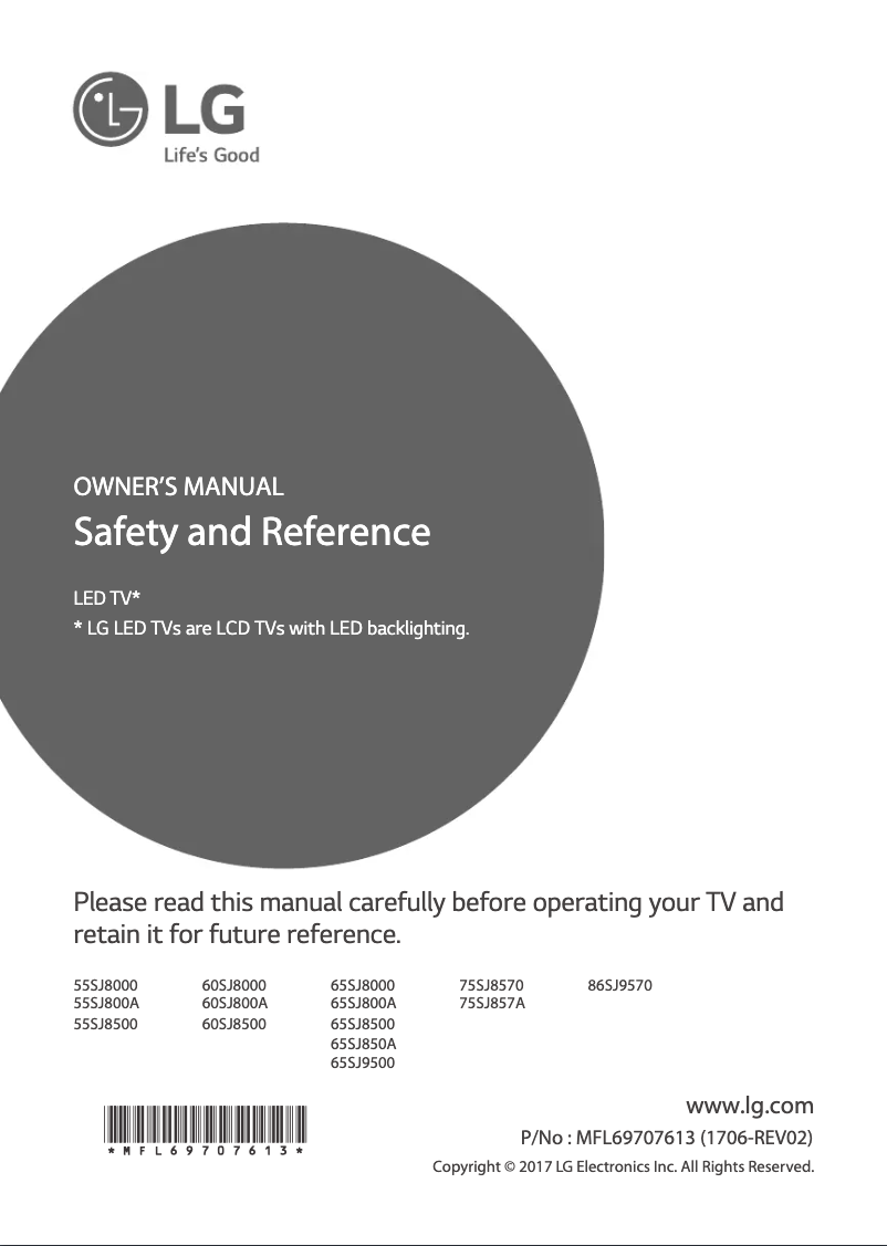 Page 1 de la notice Manuel utilisateur LG 65SJ8500